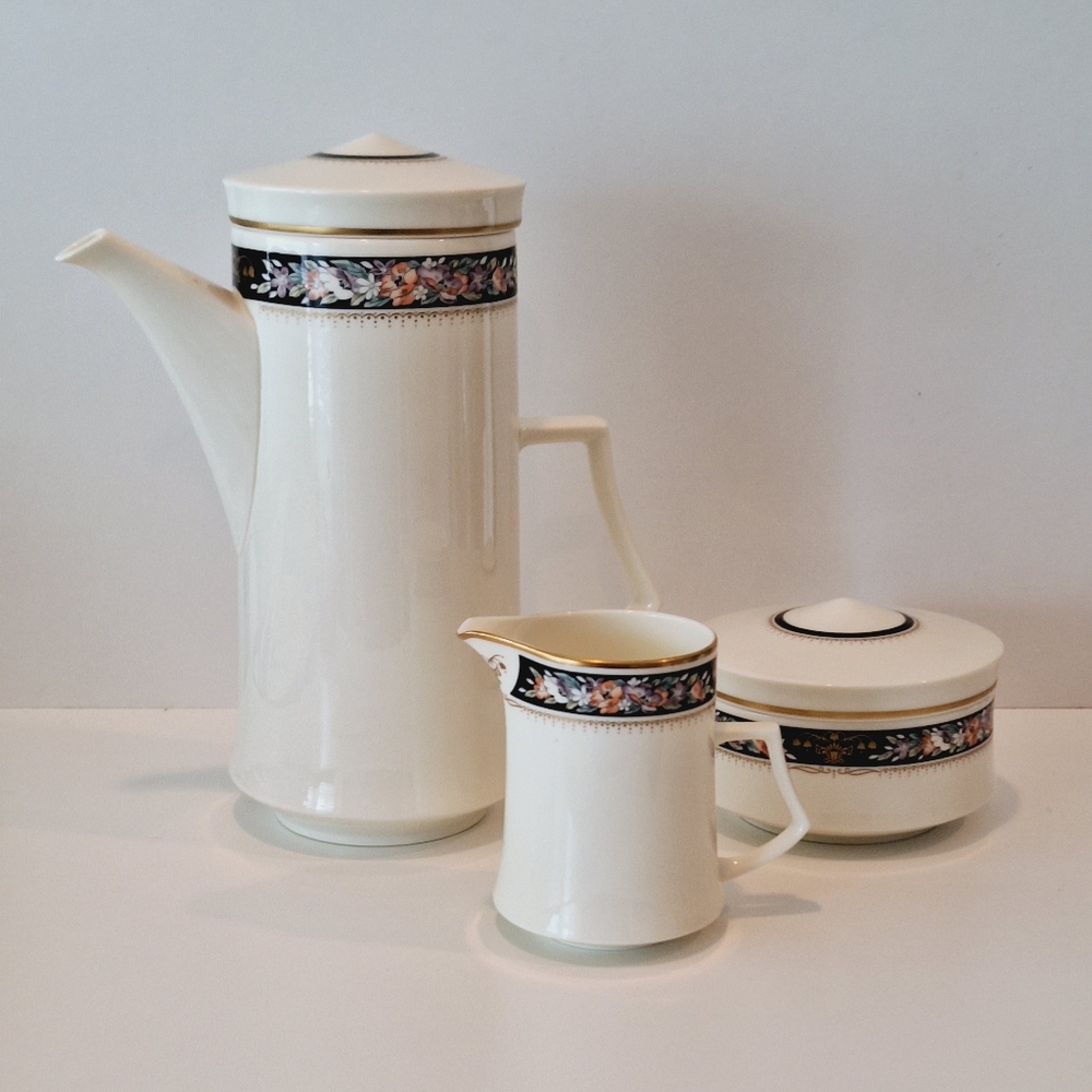 Mikasa Midnight Sky A9204 coffee/teapot, sugar bowl, and creamer - vintage
